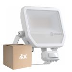 Fordelspakke 4x Ledvance LED Projektør Aluminium Hvid 41W 6000lm 100D - 840 Kold Hvid | IP65 - Bevægelses- Og Lyssensor - Symmetrisk