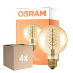 Fordelspakke 4x Osram Vintage 1906 LED E27 Globe Filament Gold 95mm 7W 600lm - 822 Extra Warm White | Dimmable