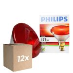 Fordelspakke 12x Philips PAR38 IR 175W E27 230V rød