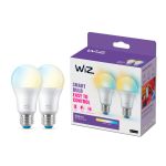 Dobbeltpakke 2x WiZ Smart LED E27 Pære Matt 8W 806lm | Bedste Farvegengivelse - Dæmpbar - Erstatter 60W