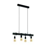 Eglo Pendel Lampe Townshend Stål Træ Sort | IP20 - Egnet til 4x E27 