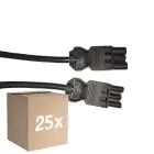 Fordelspakke 25x Noxion GST - Kompatibel Forlængerkabel Sort - Han + Hun - 2m - 3 pole 1,5mm2