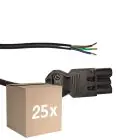 Fordelspakke 25x Noxion GST - Kompatibel Forsyningskabel Sort - Han + Åbne ender - 2m - 3 pole 0,75mm2