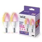 Dobbeltpakke 2x WiZ Smart LED E14 Kerte Matt 5W 470lm | Bedste Farvegengivelse - Dæmpbar - Erstatter 40W